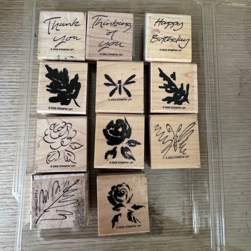 Stampin' Up! Floral and Sentiment Wooden Stamps - Black Ink